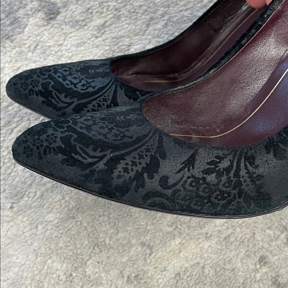 Gucci Noah Embossed Floral Brocade Pumps Stiletto Pointed Toe Sz 37.5 - Picture 11 of 15